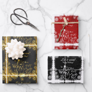 Chalk Snowman-Let It Snow Wrapping Paper Sheet