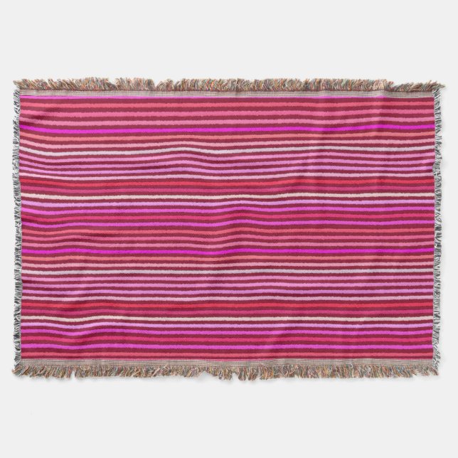 Chalk Stripes - Burgundy, Violet, Pink Throw Blanket (Front)