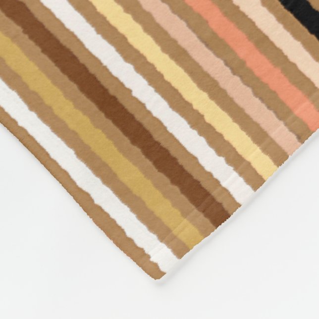 Chalk Stripes - Camel Tan and Gold Fleece Blanket (Corner)
