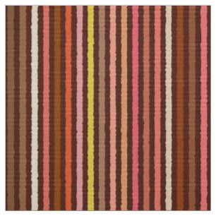 Chalk Stripes - Chocolate Brown and Coral Fabric
