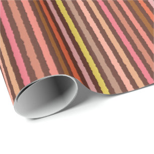 Chalk Stripes - Chocolate Brown and Coral Wrapping Paper