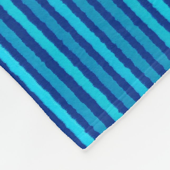 Chalk Stripes - Cobalt and Sky Blue Fleece Blanket (Corner)