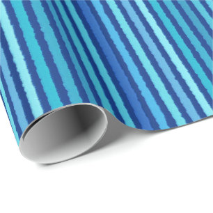 Chalk Stripes - Cobalt and Sky Blue Wrapping Paper