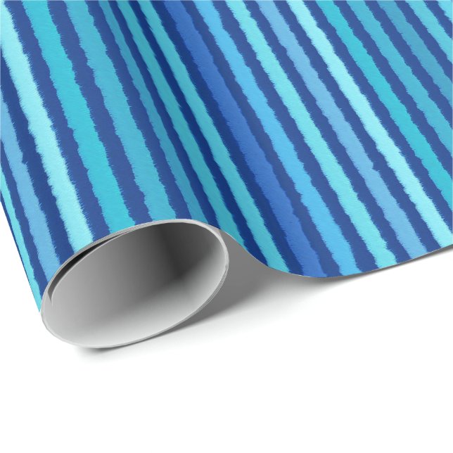 Chalk Stripes - Cobalt and Sky Blue Wrapping Paper (Roll Corner)