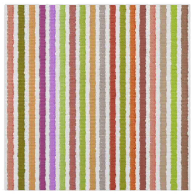 Chalk Stripes - Cream and Multi Colours Fabric (Swatch)