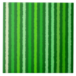 Chalk Stripes - Emerald and Lime Green Ceramic Tile