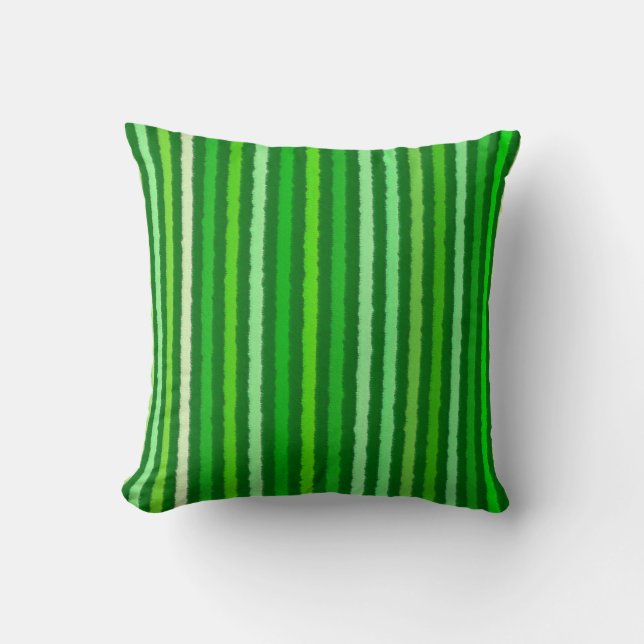 Chalk Stripes - Emerald and Lime Green Cushion (Front)