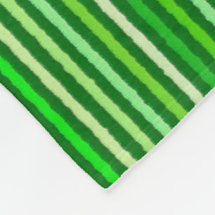 Chalk Stripes - Emerald and Lime Green Fleece Blanket
