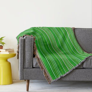 Chalk Stripes - Emerald and Lime Green Throw Blanket