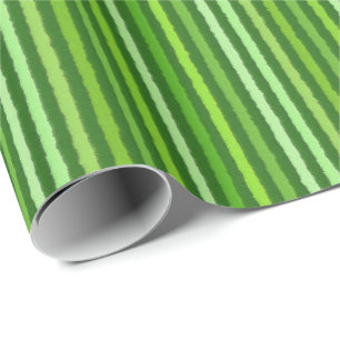 Chalk Stripes - Emerald and Lime Green Wrapping Paper