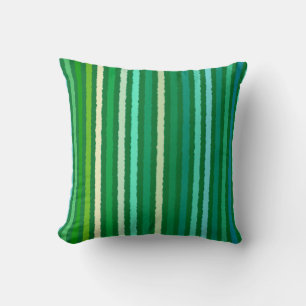 Chalk Stripes - Jade Green and Aqua Cushion