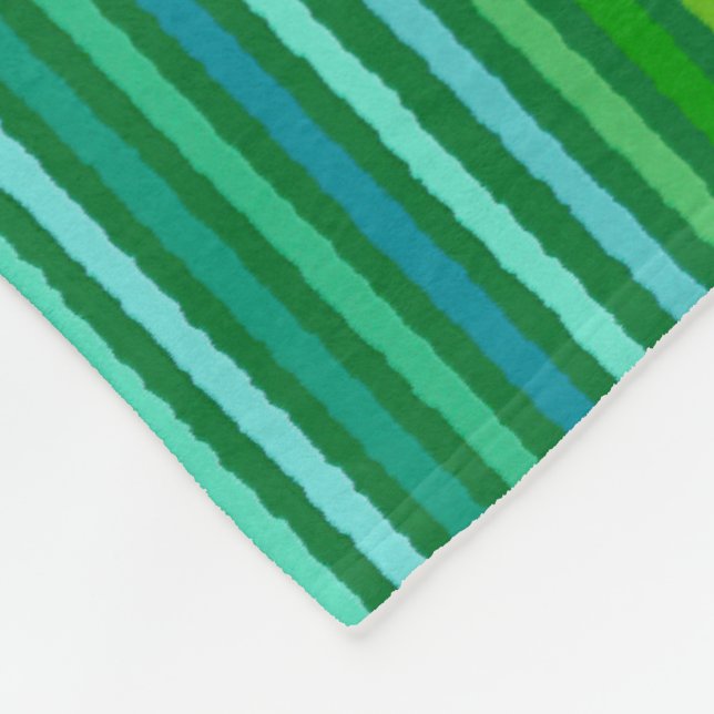 Chalk Stripes - Jade Green and Aqua Fleece Blanket (Corner)