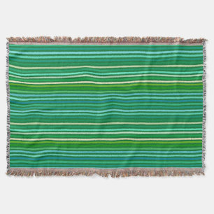 Chalk Stripes - Jade Green and Aqua Throw Blanket