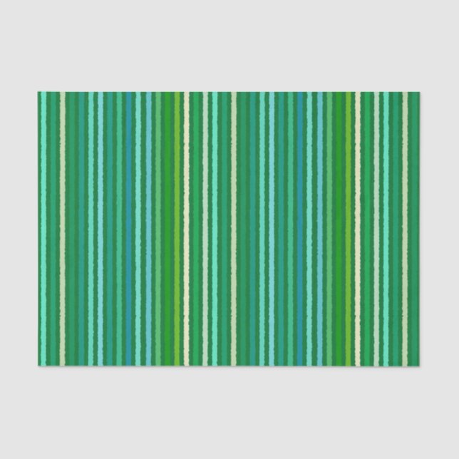 Chalk Stripes - Jade Green and Aqua Tissue Paper (Front)