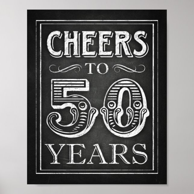 Chalk Style CHEERS TO 50 YEARS Sign Print (Front)
