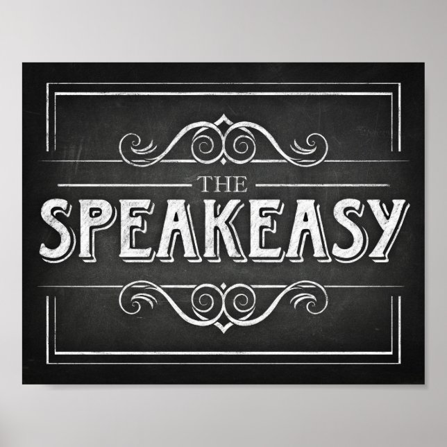 Chalk Style Party Print / SPEAKEASY Sign Poster (Front)