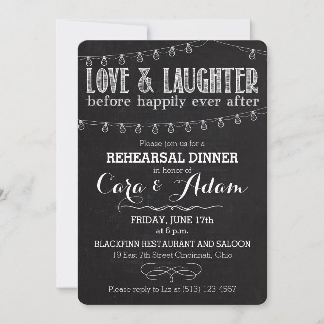 Chalk Style Rehearsal Dinner Invitation 01 (Front)