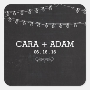 Chalk Style String Lights Wedding Sticker
