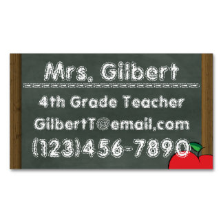 Chalk Teachers Information Magnetic Business Cards