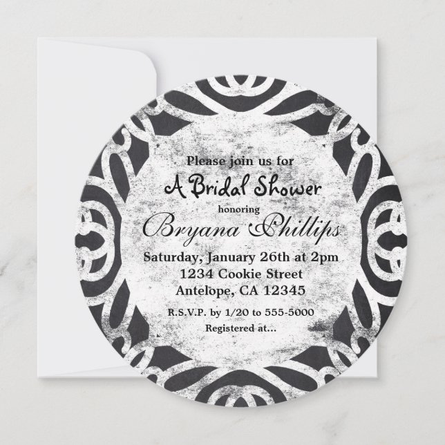 Chalk Vintage Frame Elegant Bridal Invitations (Front)