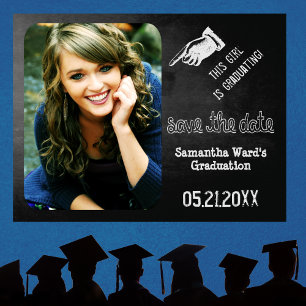 Chalk Vintage Fun Save The Date Graduation Announcement Postcard