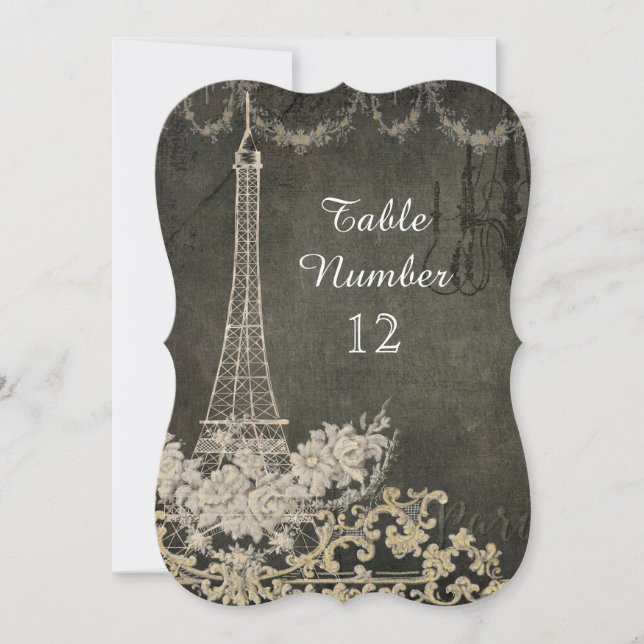 Chalk Vintage Parisian Reception Table Number (Front)
