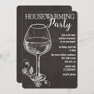 Chalk Wine Glass Housewarming Invitation