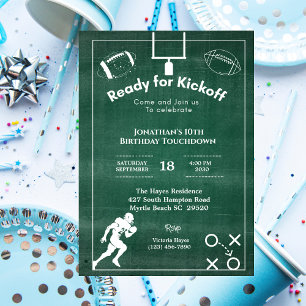 Chalkboard 10th Birthday Party Football  Invitation