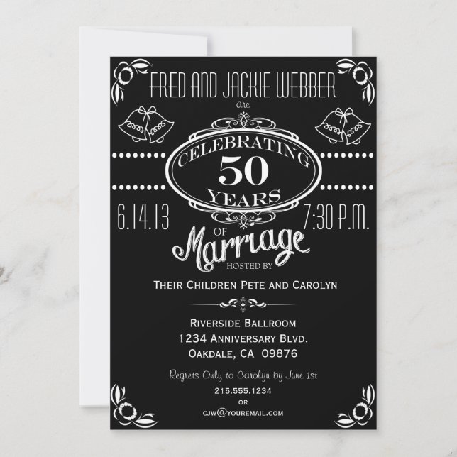 Chalkboard 50th Anniversary Party Invitation (Front)