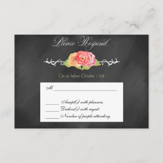Chalkboard Abstract Flower RSVP Response Card