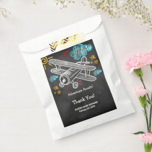 Chalkboard Adventure Awaits Aeroplane Baby Shower Favour Bag
