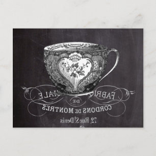 Chalkboard Alice in Wonderland tea party teacup Invitation Postcard