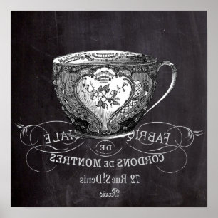 Chalkboard Alice in Wonderland tea party teacup Poster