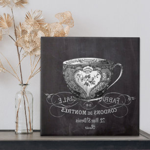 Chalkboard Alice in Wonderland tea party teacup Tile