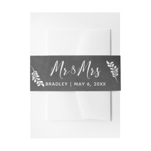 Chalkboard and Botanical Handwriting Mr & Mrs Invitation Belly Band