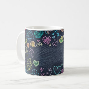 Chalkboard and chalk backgrounds. Childlike style Coffee Mug