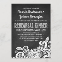 Chalkboard and Lace Rehearsal Dinner Invitations