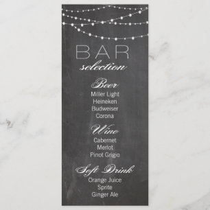 Chalkboard and string lights Wedding Bar Menu
