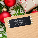 Chalkboard and Stripes Monogram Return Address Return Address Label<br><div class="desc">Custom Christmas return address labels with a faux chalkboard background and gold striped border. Personalise it with your monogram initial, family name and return address. Use the design tools to edit the text fonts and colours or add your own photos to create unique one of a kind holiday return address...</div>