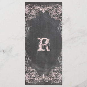 Chalkboard Antique Pink Floral  Program Rack Card