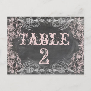 Chalkboard Antique Pink Floral Table Number Card