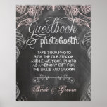 Chalkboard Antique Pink Wedding Photo Booth Poster<br><div class="desc">Chalkboard Antique Pink Floral Bridal Shower - textured black chalk board with chalk appearing text- for this casual but trendy stylish Chalkboard wedding for a formal but casual,  chic but country look - great for the old fashioned romantic wedding.</div>