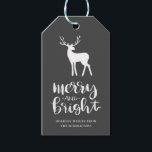 Chalkboard Antler Merry & Bright Script Christmas Gift Tags<br><div class="desc">White Antler Merry & Bright Script Christmas</div>