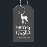 Chalkboard Antler Merry & Bright Script Christmas Gift Tags<br><div class="desc">White Antler Merry & Bright Script Christmas</div>
