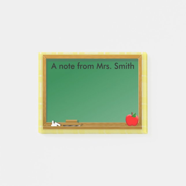 Chalkboard Apple Yellow Plaid Teacher's Post-it Notes (Front)