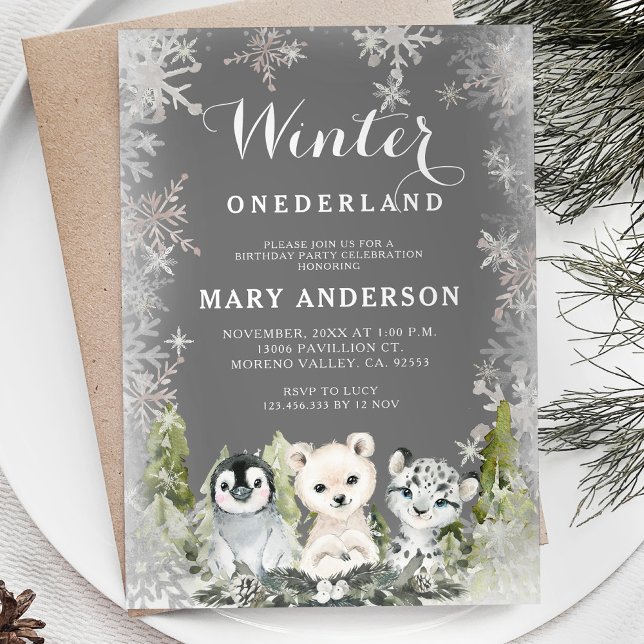 Chalkboard Arctics Winter Onederland Birthday Invitation (Creator Uploaded)