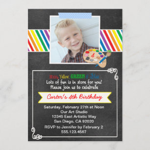 Chalkboard Art Birthday Party Invitation