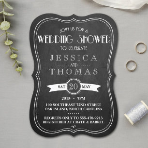 Chalkboard Art Deco Couple's Wedding Shower Invitation