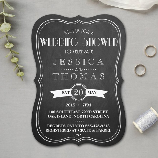 Chalkboard Art Deco Couple's Wedding Shower Invitation (Creator Uploaded)