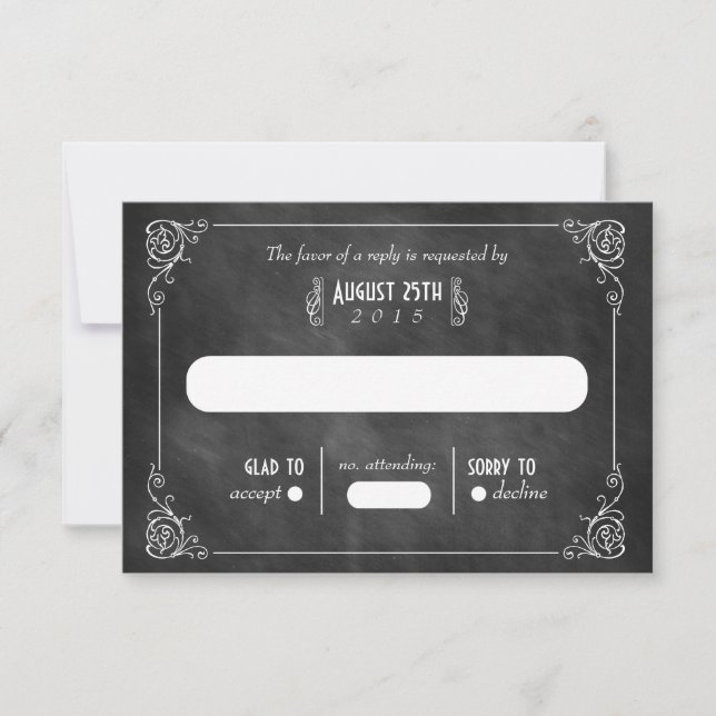 Chalkboard Art Deco RSVP Cards (Front)
